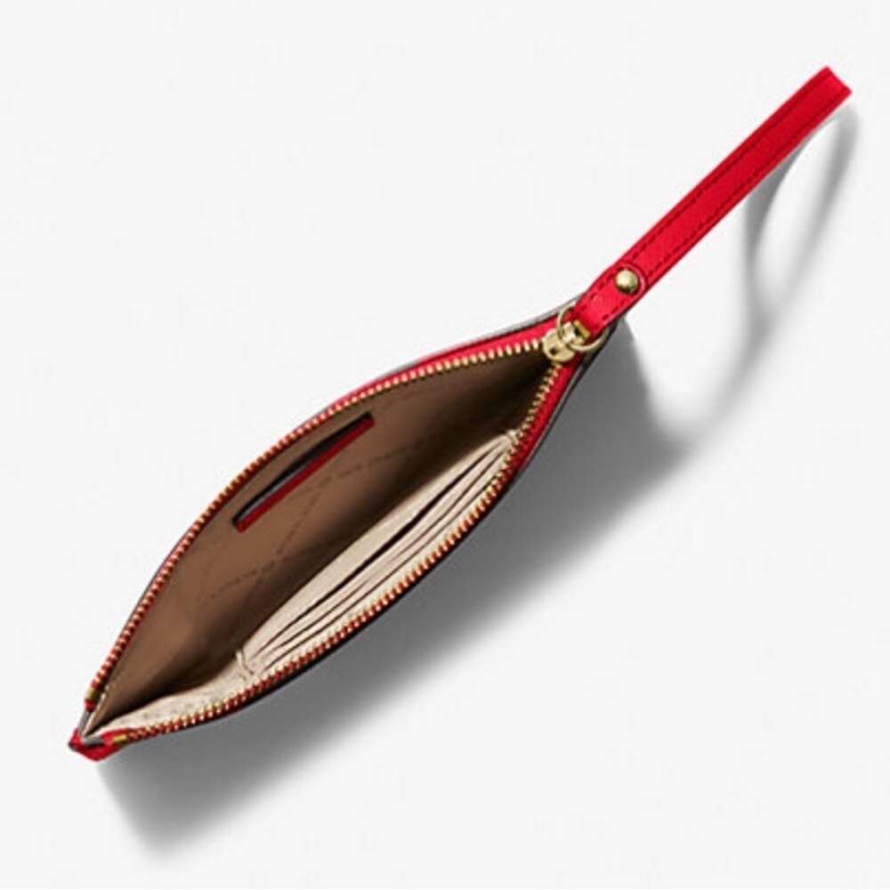 MICHAEL KORS Red Jet Set Medium Saffiano Leather Crossover Wristlet - Picture 3 of 8